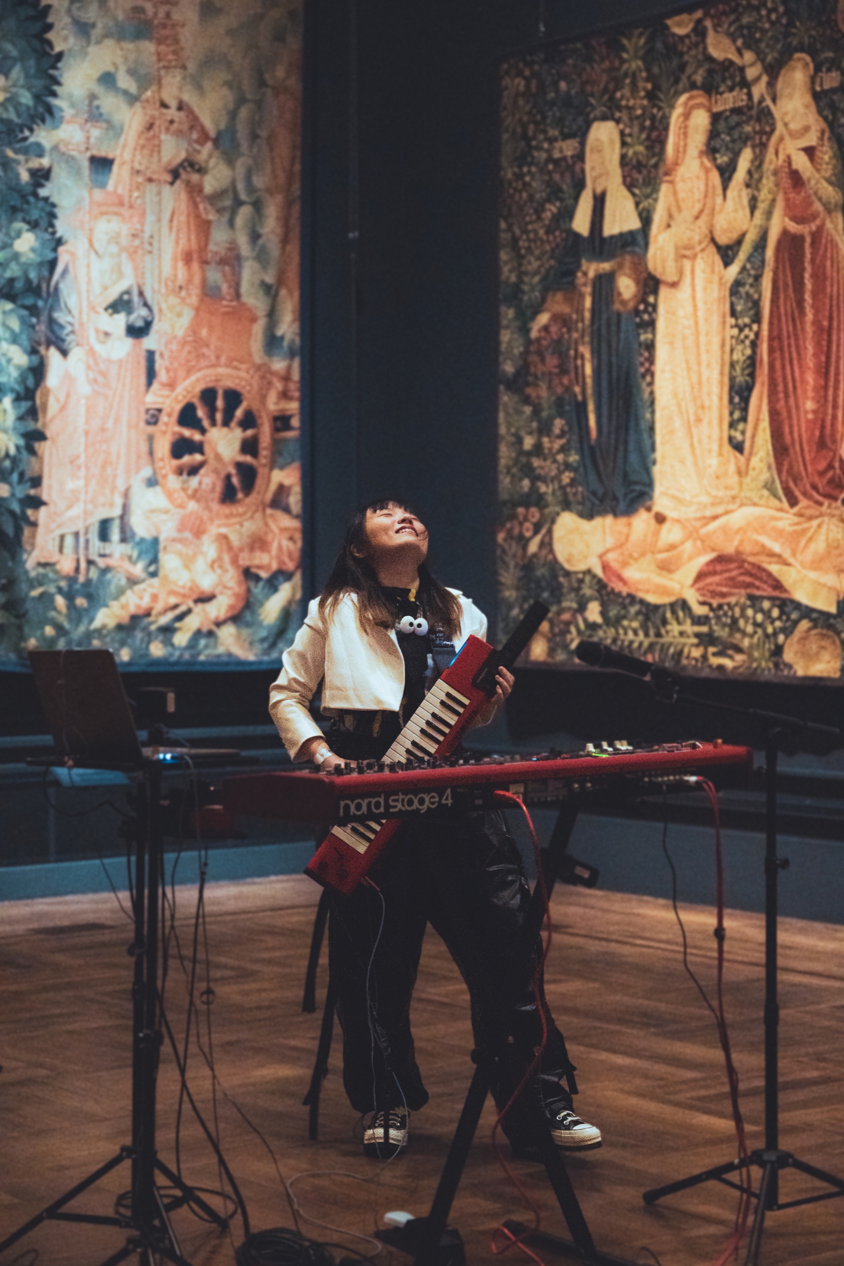 TC.KYLIE performing with keyboards and keytar at the V&A Performance Festival